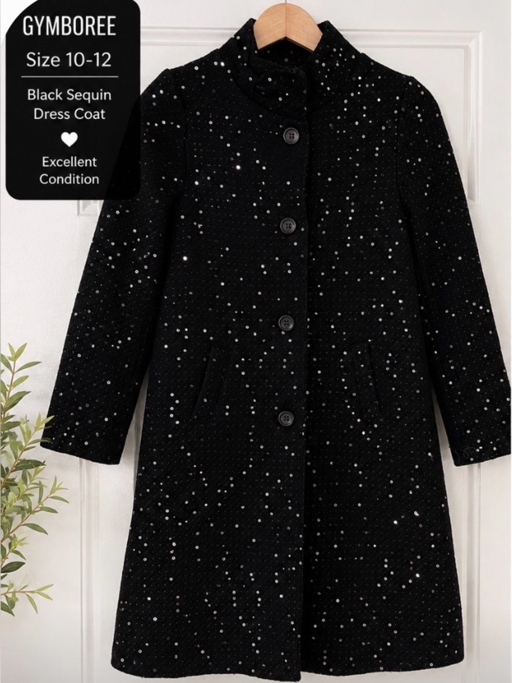 Gymboree Girls Black Sequin Dress Coat | Size L (10–12) |